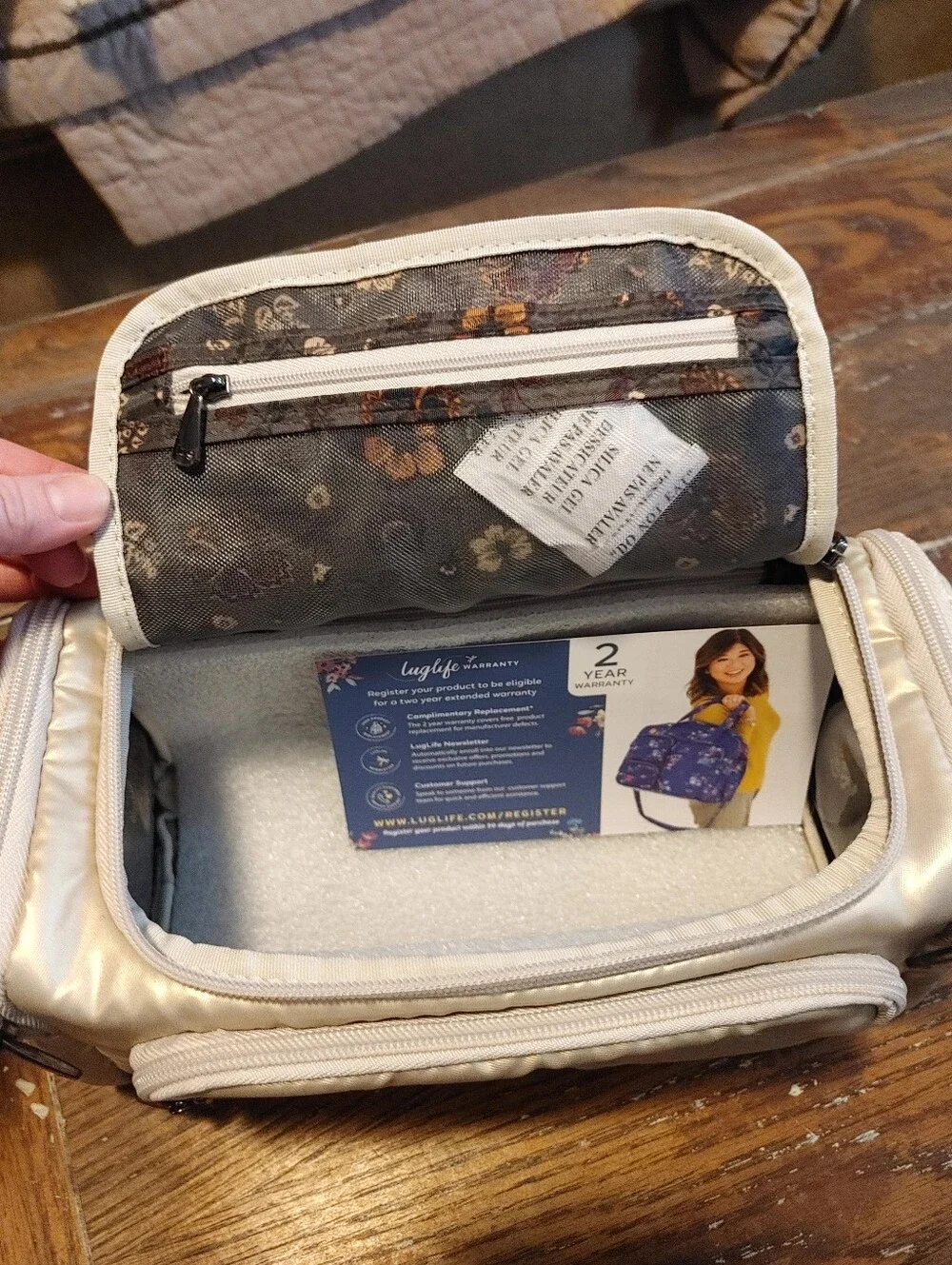 Lug Trolley Medium Cosmetic Case for Travel in Metallic Champagne